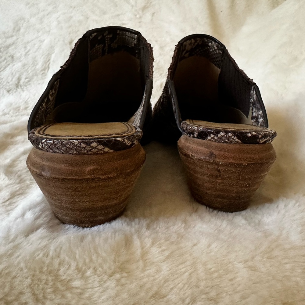 Splendid Hailee 2 Stacked Heel Mules - Snakeskin Neutral - Picture 6 of 7